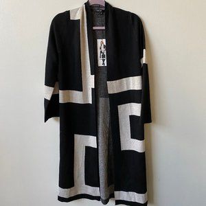 vertigo open front allover print cardigan